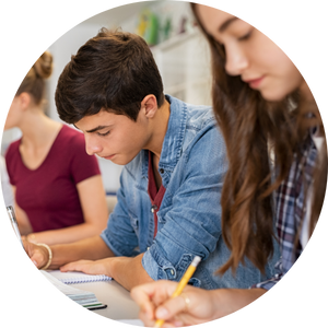 teens working in class